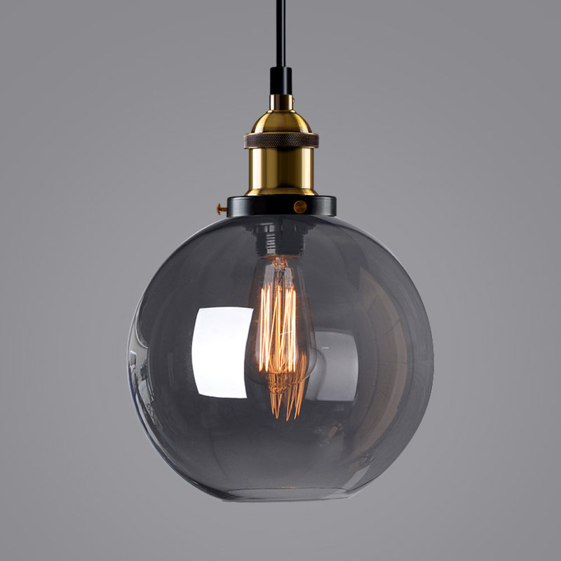Luminaire suspendu sphère 1 lumière maillet, gris