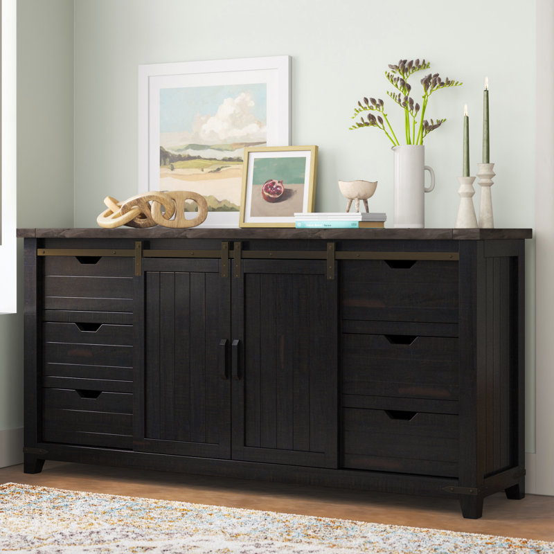 Karley 70'' Solid Wood Sideboard, Vintage Black