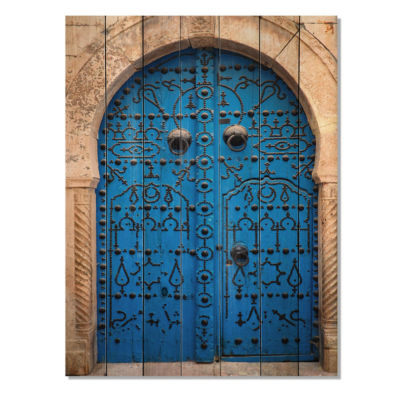 «Vintage North African Door», reproduction d'art sur bois maroc, H 20 po x l 12 po x P 1po