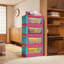 Armoire de rangement pliante bleue et rose de 20 po, bacs pliables en plastique - porte magnétique, roulettes pour la mobilité, assemblage rapide, idéal pour le salon / la cuisine / la chambre à coucher / le dortoir