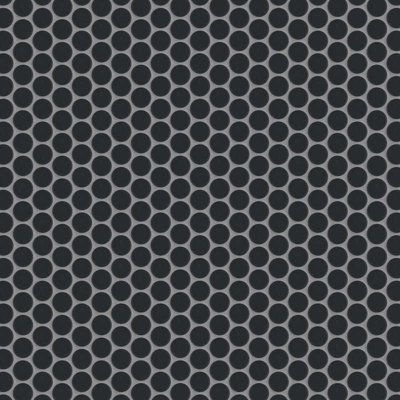 Hudson Penny Round Matte Black 11-7/8" x 12-5/8" Porcelain Mosaic Tile