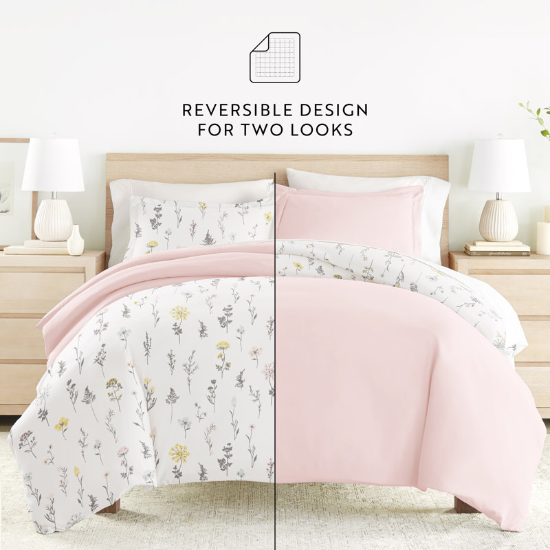 Twin XL Pink Floral Polyester Bedding Ensemble