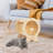 Felike Solid Wood Open Cat House with Hanging Plush Ball