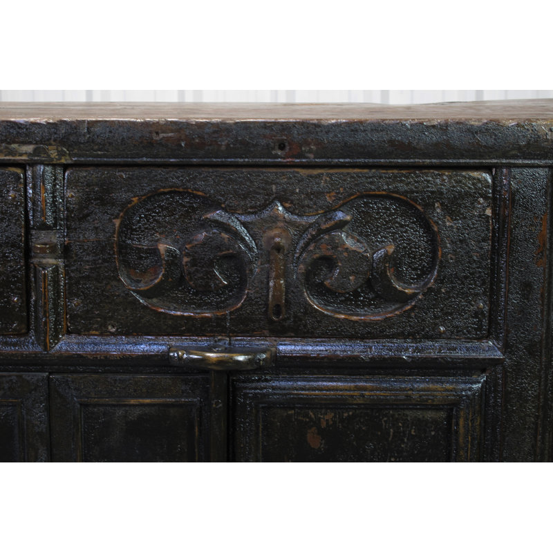 Dual-Drawer Coffer Cabinet with Carved Sides