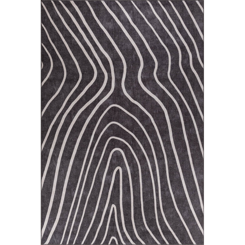 Tapis décoratif noir et blanc, Rectangle 3 pi 10 po x 5 pi 3 po