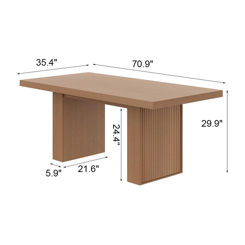 70.8" Large Dining Table with Storage, Modern Wood Dining Table for 6–10, Kitchen & Dining Room Table, Brown Wood