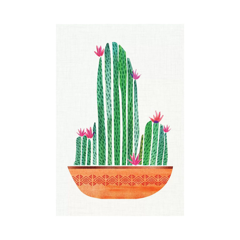 Tiny Cactus Blossoms I by Modern Tropical - Wrapped Canvas Painting, 66.04 cm H x 45.72 cm W
