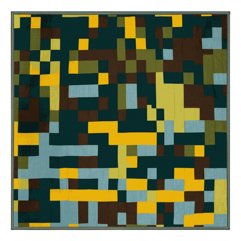 Bordered Blocks Rug, Square 3'