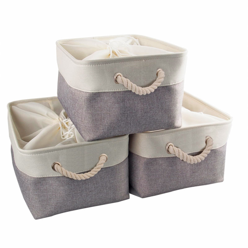 Naomi Decorative Basket, Grey/White, 30 cm H x 50 cm W x 40 cm D