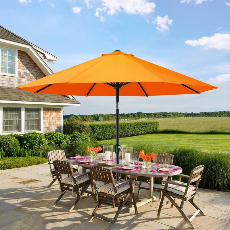 Parasol de marché avec manivelle Lorola, Orange