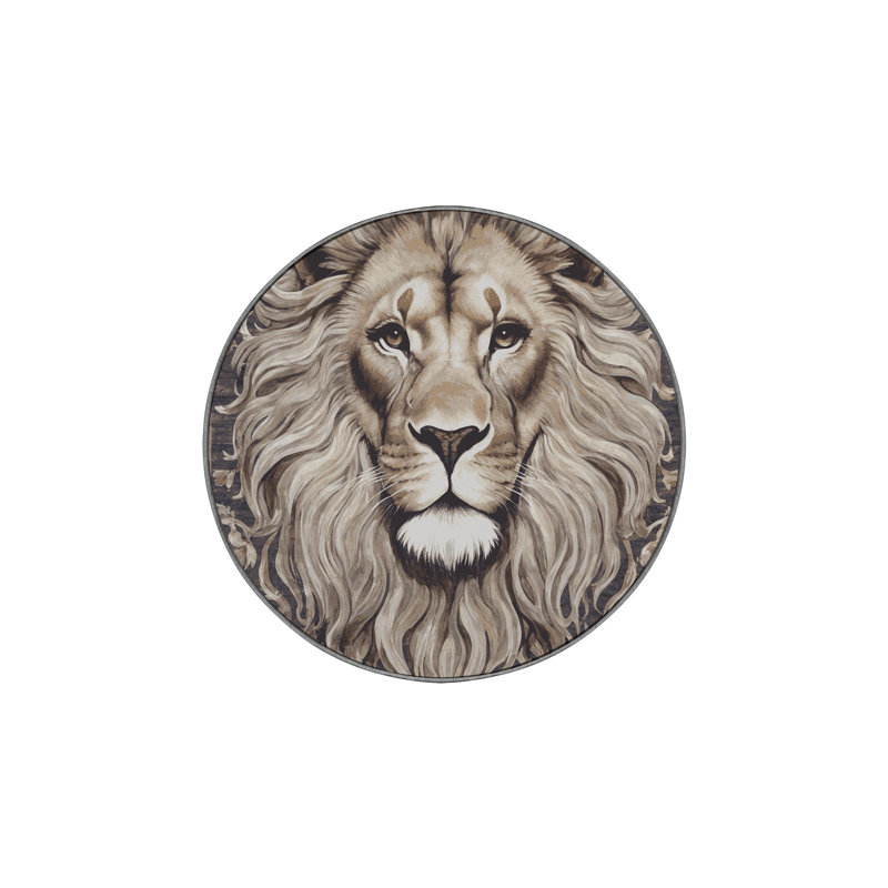 Tapis gris soyeux et moelleux, Rond 3 pi