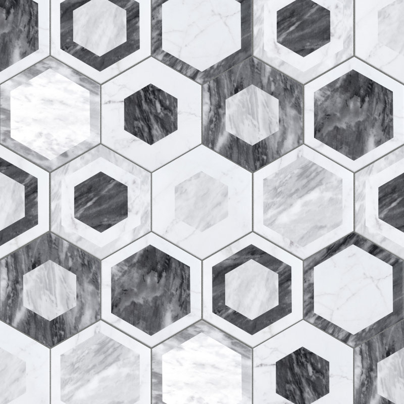 Classico Bardiglio Hex 7" x 8" Porcelain Patterned Wall & Floor Tile