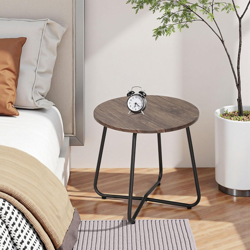 Table d'appoint ronde en métal pour l'intérieur et l'extérieur - Table d'appoint en X résistante aux intempéries