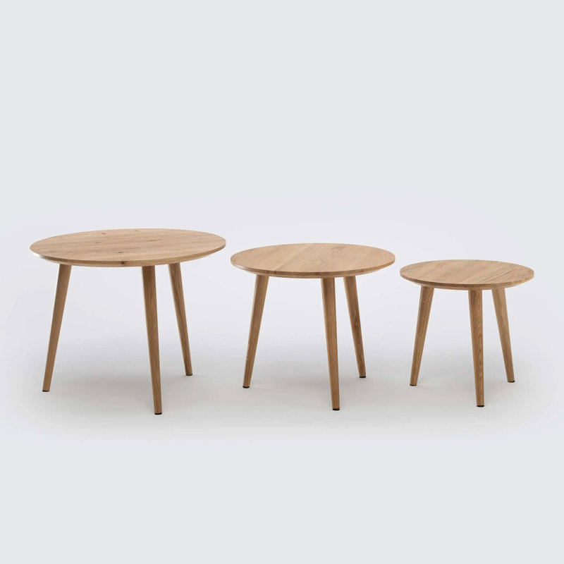 Moon Solid Wood Three Leg Coffee Table