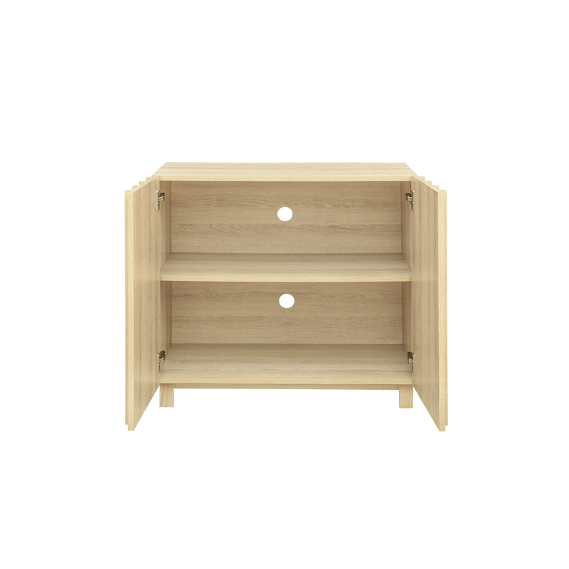 Armoire de rangement pour chaussures avec porte cannelée Araminta, Chêne