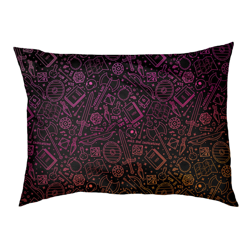 Coussin Byrge, Noir / Rose, Moyen (l 30 po x P 20 po x H 10 po)