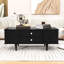 Table basse contemporaine avec rangement caché, 4 tiroirs et pieds en bois massif-1531423087