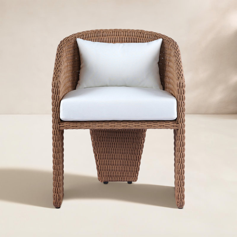 Chaise de patio avec coussin Brenna, Rétro naturel / blanc