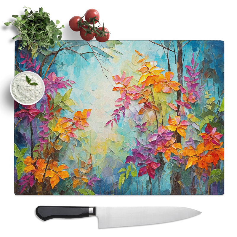 Jungle Palette Knife No.2  Glass Chopping Board