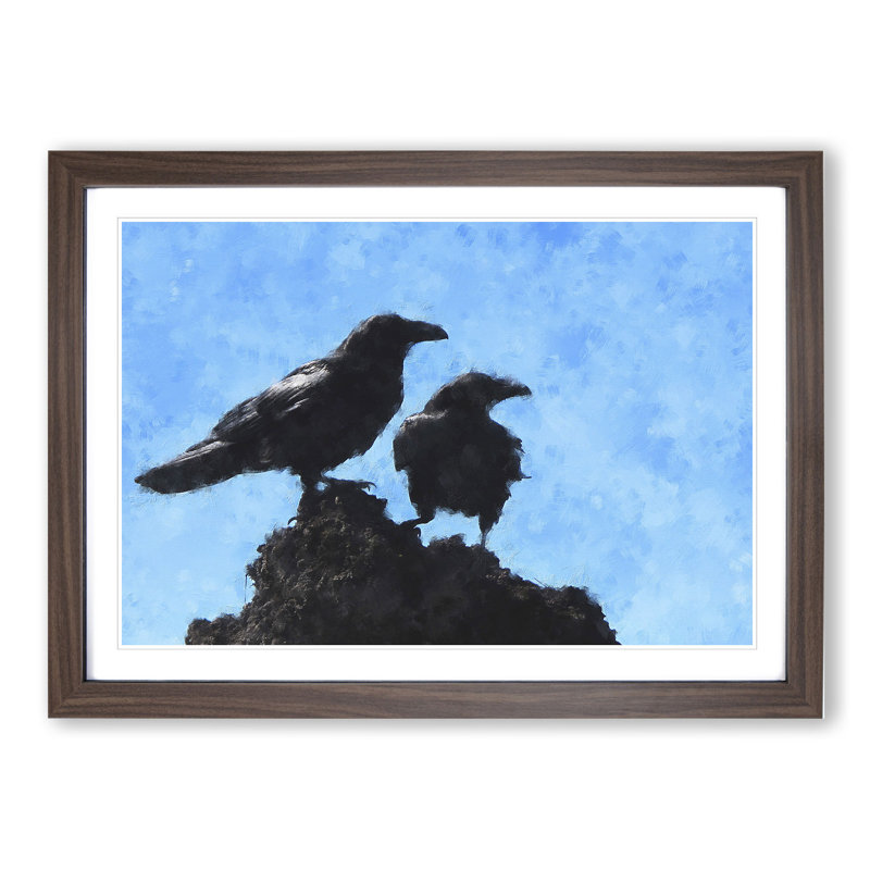 Two Crows - Framed Print, 27cm H x 36cm W x 2cm D, Walnut Framed