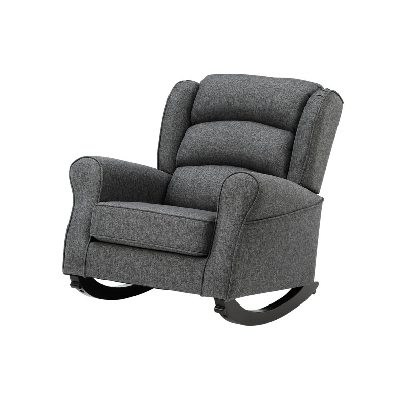 Chaise berçante, densité de mousse D18 / 24, plancher de 8 po, ensemble de chaise berçante en tissu gris de 79 lb, capacité de poids de 220 lb, hauteur de 36,93 po