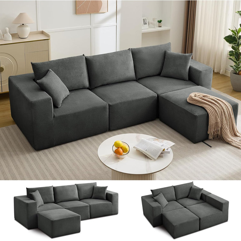 Canapé modulaire surdimensionné de 108 po Cloud, Velours noir