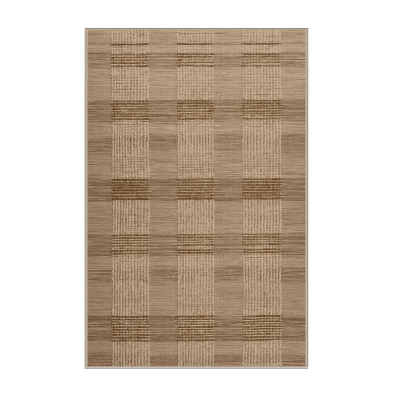 Tapis botanique brun lavable à la machine, Rectangle 5 pi x 8 pi