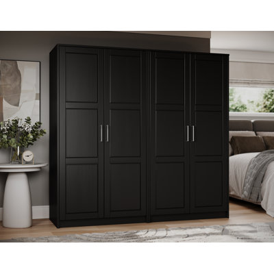 100% Solid Wood Modular 4-Door Wardrobe Armoire With Raised Panel Doors, Bedroom Closet Storage – Urban Collection