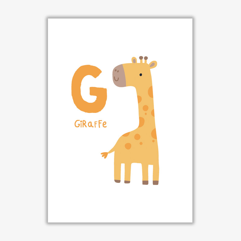 Alphabet Animals, G Is For Giraffe - Single Picture Frame Print, No Frame, 42 cm H x 30 cm W x 1 cm D