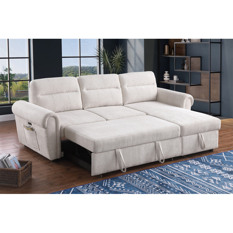 Canapé-lit modulaire réversible de 97 pouces avec charge USB, chaise de rangement et design contemporain pour une vie moderne