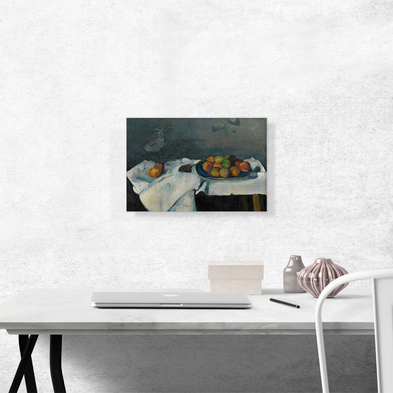 Nature morte, assiette de pêche 1880 - impression, H 12 po x l 18 po x P 0,75 po