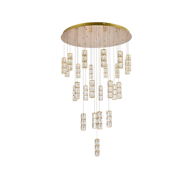 Lustre classique / classique à DEL en cristal 20 lumières Kratzerville, H 9 po x l 42 po x P 42 po, Doré