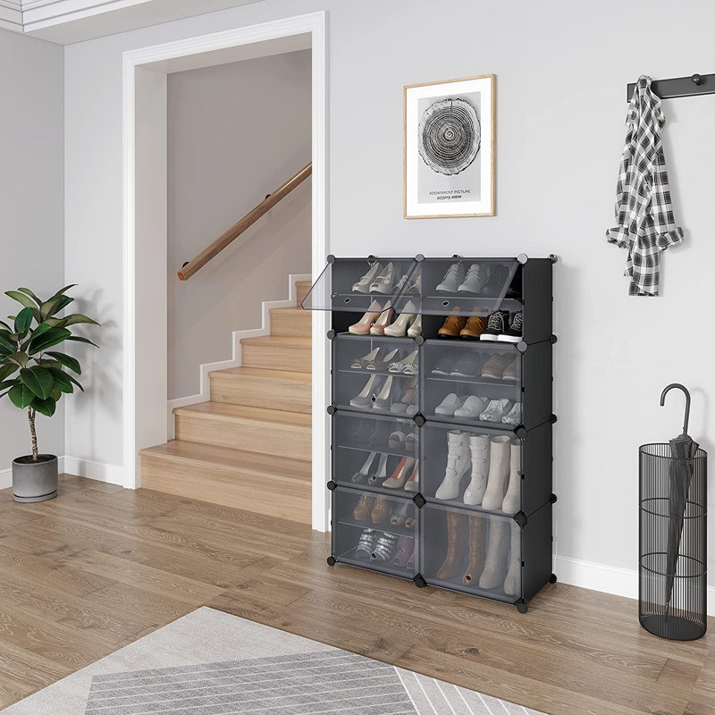 Makennzie 16 Pair Flip Down Shoe Storage, Black