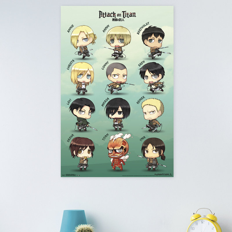 Reproduction d’art sur papier à l’attaque titan-chibi