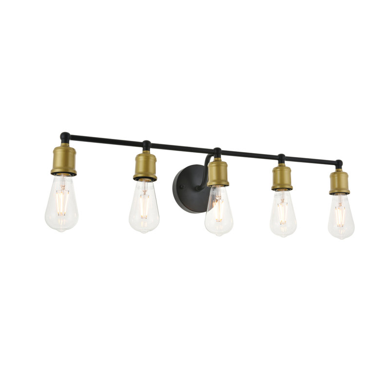 Applique à bras à intensité variable Sumas, Laiton / Noir, 5 lumières, H 5,6 po x l 28,8 po x P 28,8 po