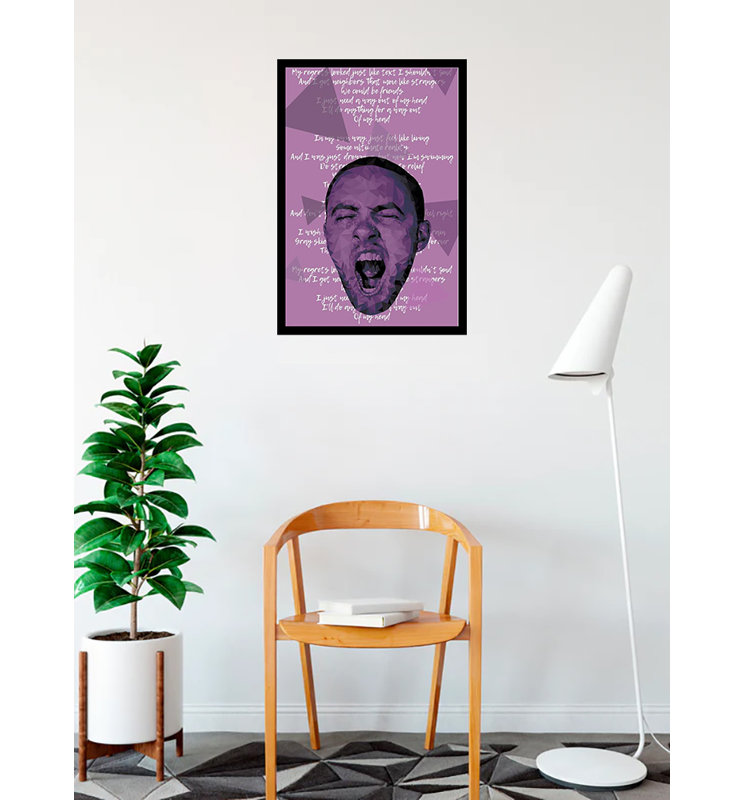 «Mac Miller Mauve», paroles encadrées sur papier