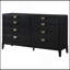 Commode Jack, 8 tiroirs, poignées en métal doré, bois noir brossé