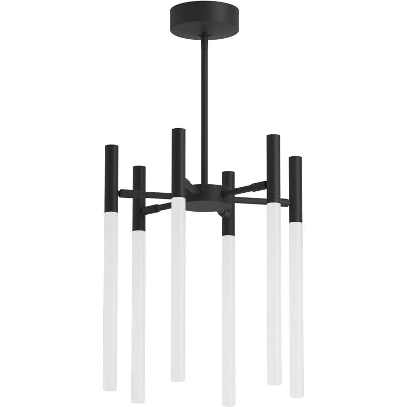 6 - Light Unique / Statement* Modern Linear LED Chandelier, Matte Black