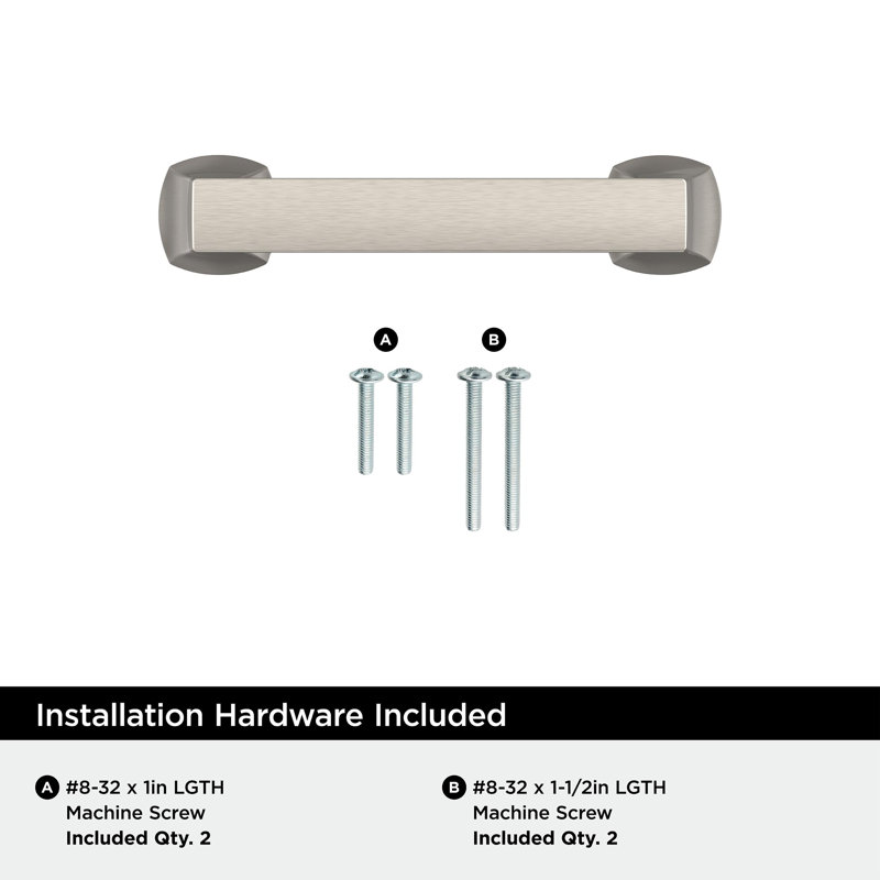 Poignée d'armoire hybride de 3 pouces (76 mm) en nickel satiné hybride - paquet de 25, 3", Nickel satiné