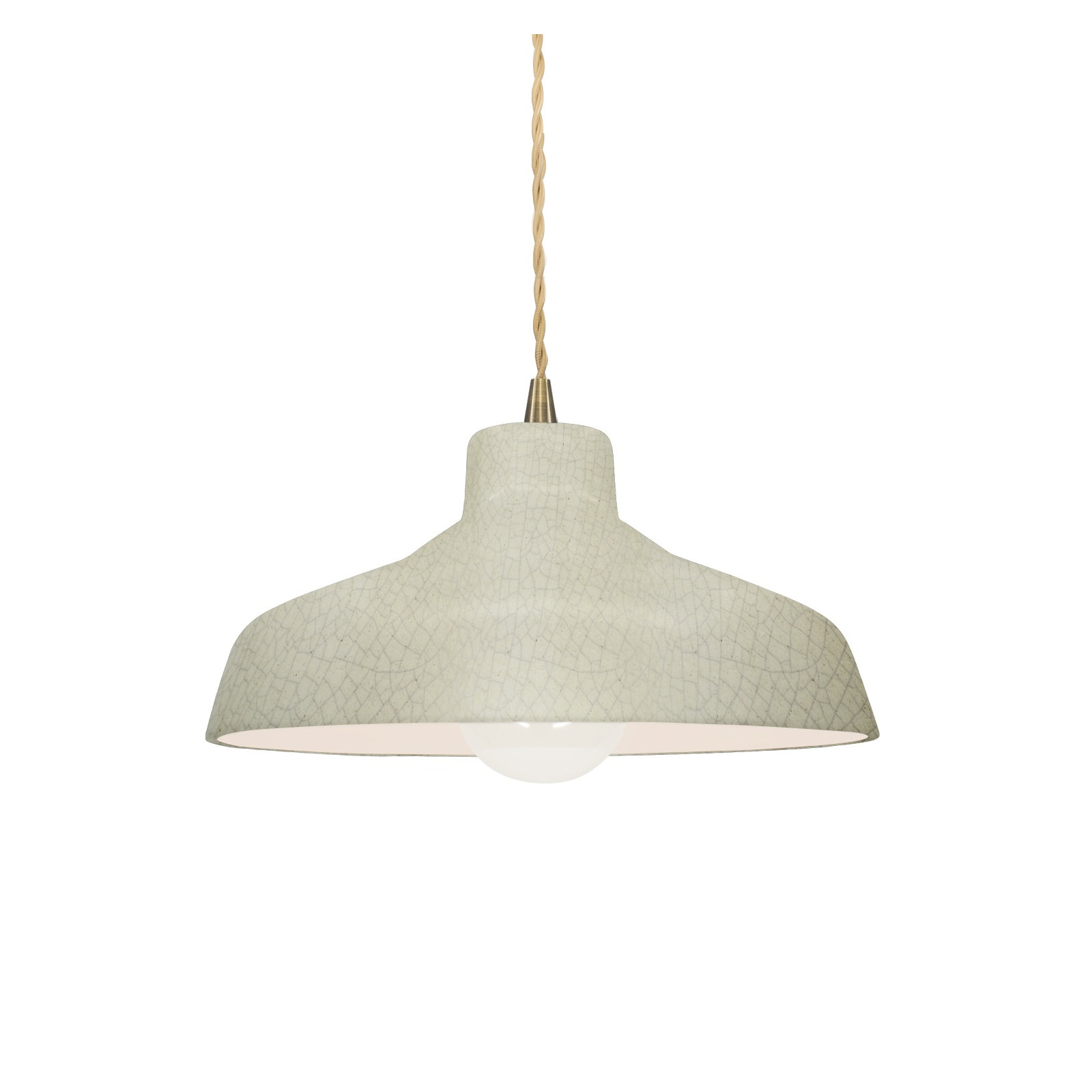 Fallon Ceramic Dimmable Pendant, 5.75" H x 11.5" W x 11.5" D, Celadon Green Crackle, Antique Brass