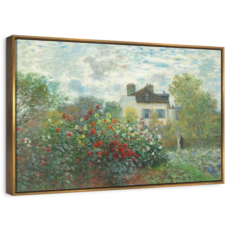 Le jardin de Monet à Argenteuil, 1873, Cadre flottant doré, 40 po x 27 po