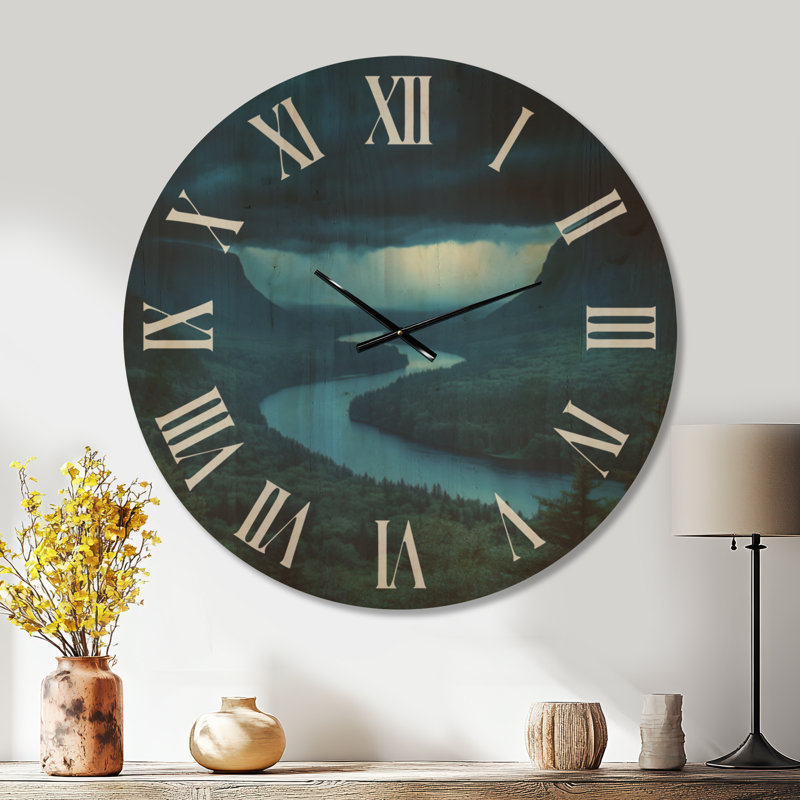 Très grande horloge murale en bois forêt - Storm River Valley, Oversized