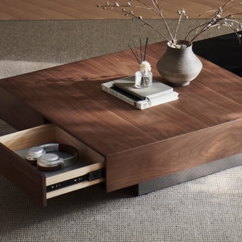 Table basse légère et luxueuse, Noir / brun, H 11,81 po x L 62,99 po x P 31,49 po
