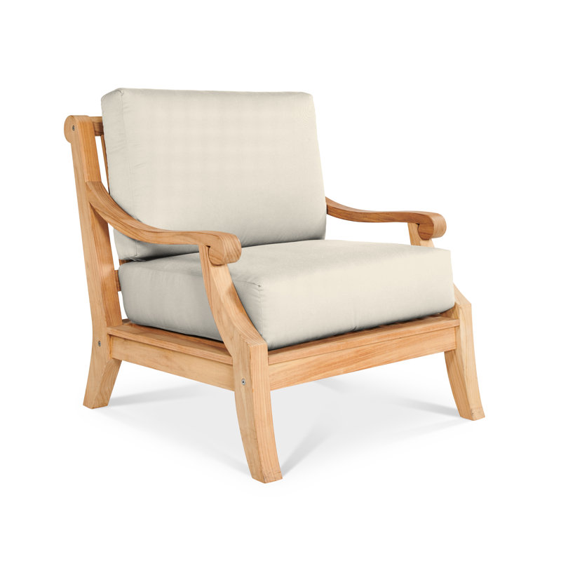 Sonoma Teak Club Chair With Cushion In Antique Beige, Natural Sanded, Canvas Navy Sunbrella® Canvas