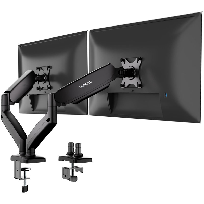 Dual Monitor Desk Mount With Gas Spring Arms