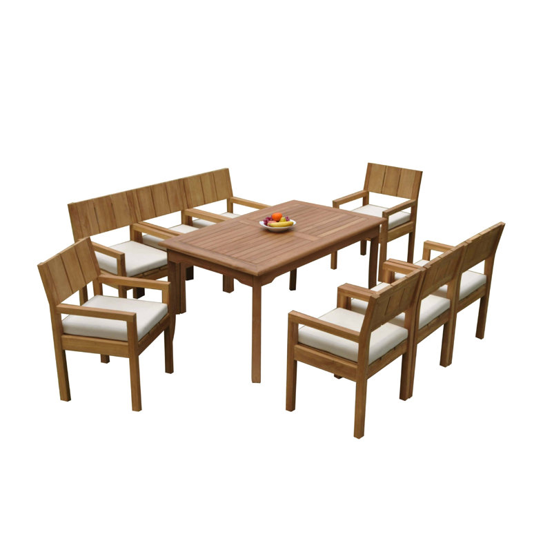 Ensemble repas 7 pièces teck Gaviota, H 30 po x L 60 po x l 35 po, 6