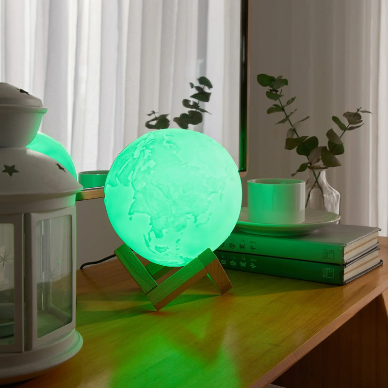  Moon Earth 3d Lamp, White