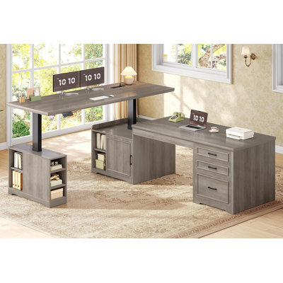 23.6"D Farmhouse L Shaped Electric Standing Desk