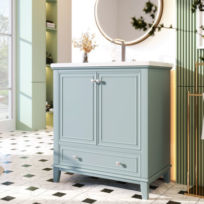 Meuble-lavabo simple 30,09 po avec comptoir en céramique et meuble-lavabo 30 po