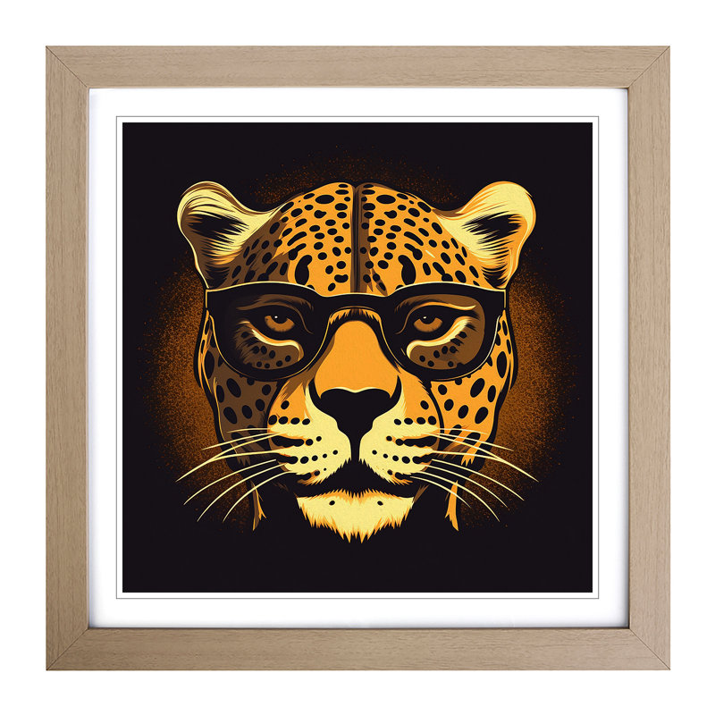Cheetah Retro - Framed Print, Oak